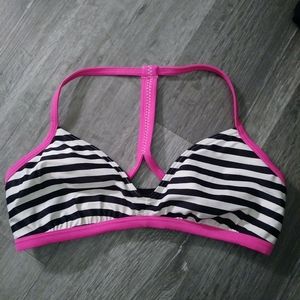 Roxy black white and hot pink bathing suit top